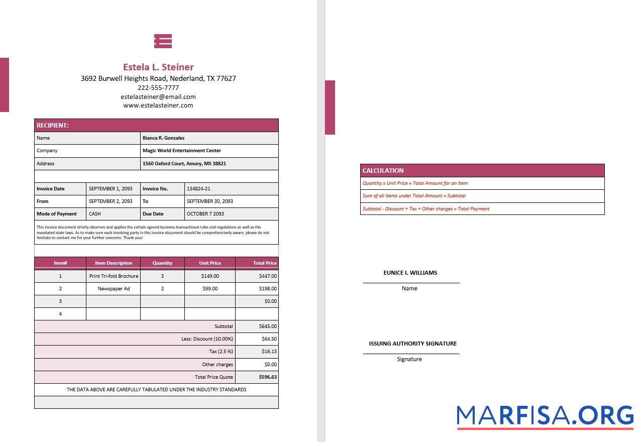 Downloadable Free Freelance Design Invoice real example